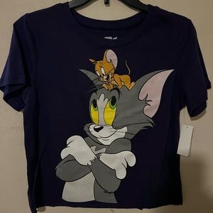 NWT LARGETOM & JERRY JUNIORS LICENSED GRAPHIC TEE. Purple 100% cotton